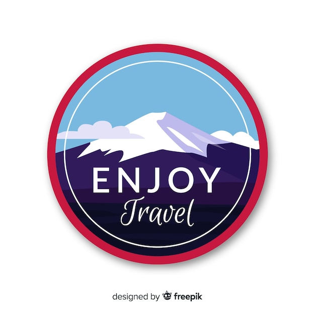 Flat design vintage travel label