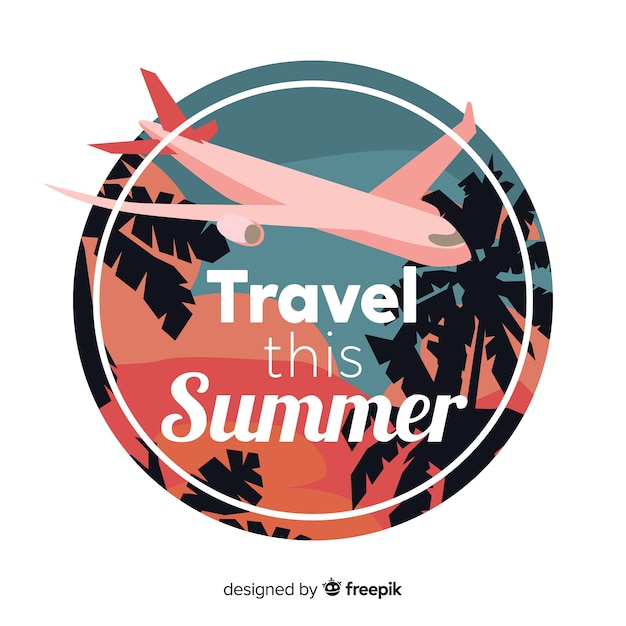 Flat design vintage travel label