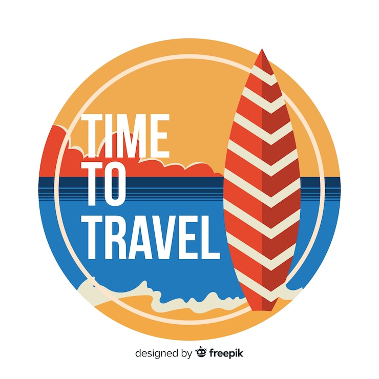 無料Vector フラットデザインのビンテージ旅行ラベル