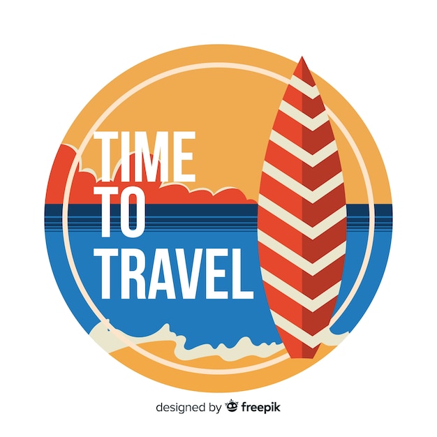 Flat design vintage travel label