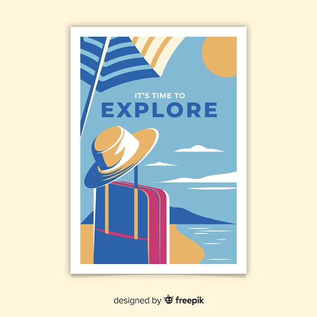 Плоский дизайн винтажный туристический плакат
