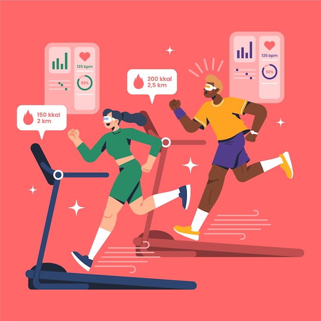 Vettore gratuito illustrazione di fitness virtuale design piatto