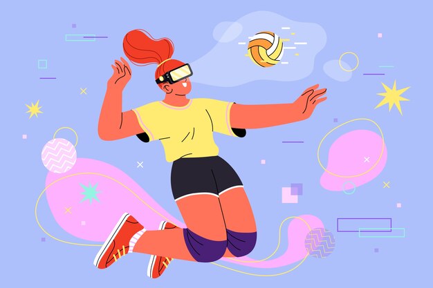 Flat design virtual sports illustration