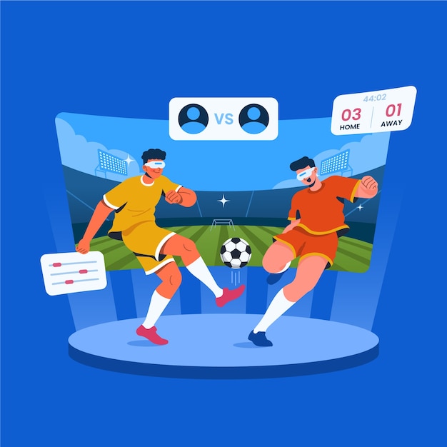 Flat design virtual sports illustration