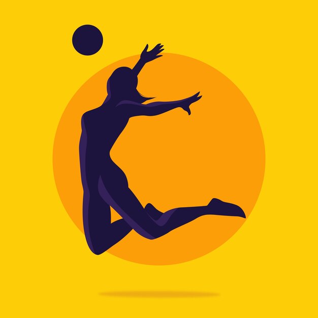 Flat design volleyball silhouette