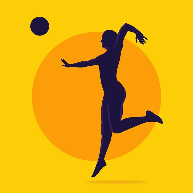 Flat design volleyball silhouette