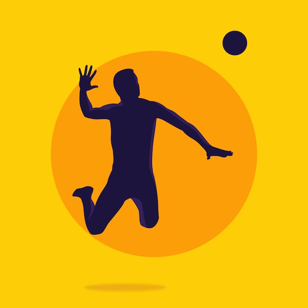 Бесплатное векторное изображение Плоский волейбольный силуэт