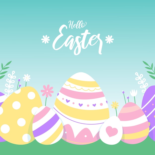 Free vector flat design wallpaper happy easter day with eggs