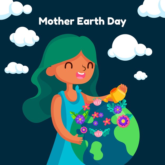 Flat design wallpaper mother earth day