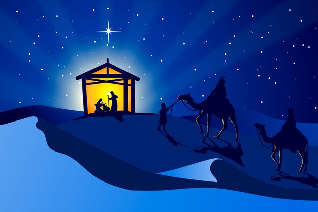 Flat design wallpaper nativity illustration 