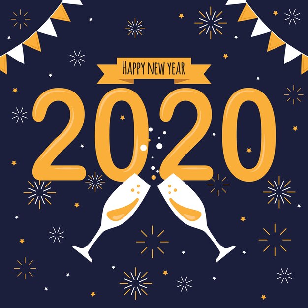 Flat design wallpaper new year 2020