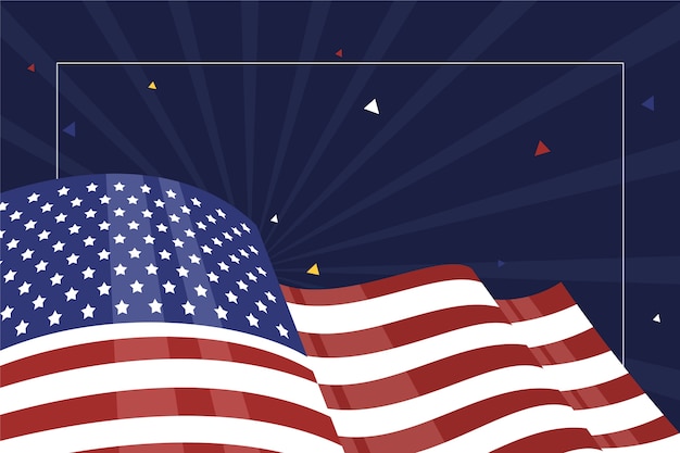 Free vector flat design waving american flag background