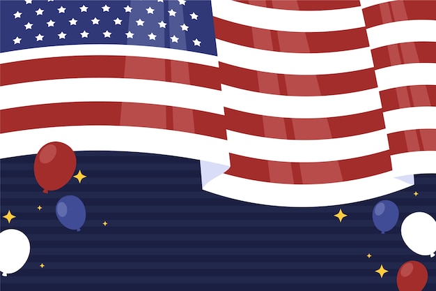 Free vector flat design waving american flag background