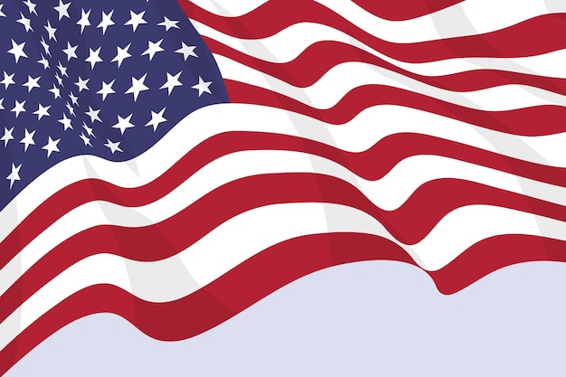 Flat design waving american flag background
