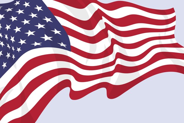 アメリカの国旗の背景を振るフラットなデザイン