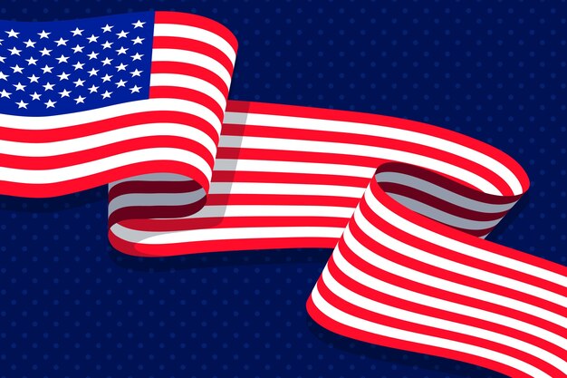 Flat design waving american flag background