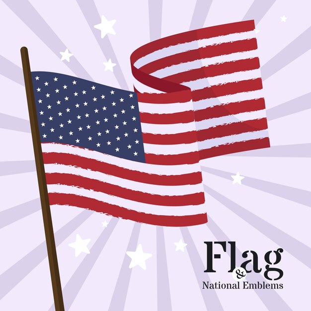 アメリカの国旗の背景を振るフラットなデザイン