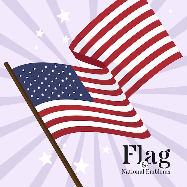 Flat design waving american flag background