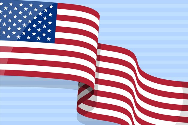 Flat design waving american flag background