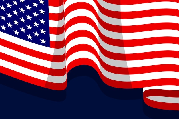 Free vector flat design waving american flag background