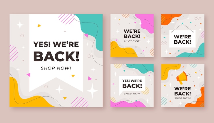 Free Vector flat design we are back instagram posts