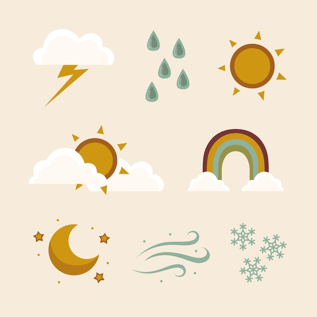 Free vector flat design weather effects