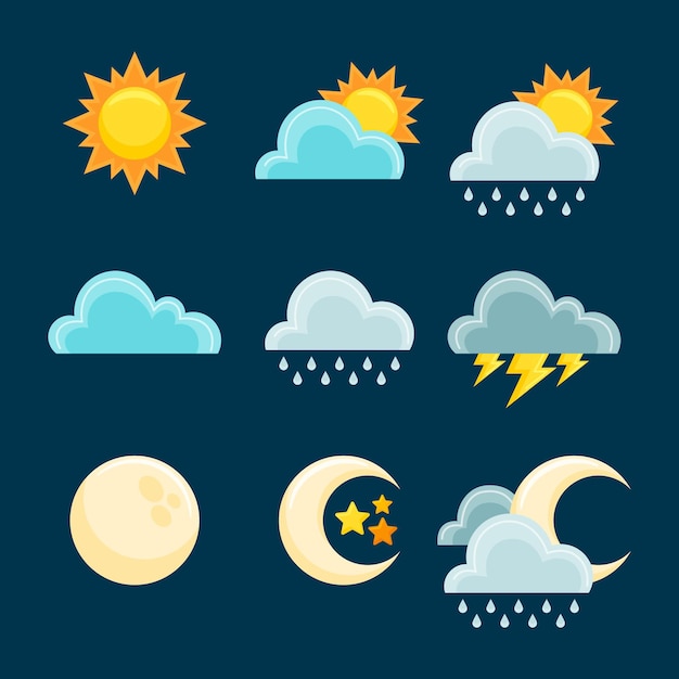 Free vector flat design of weather effects