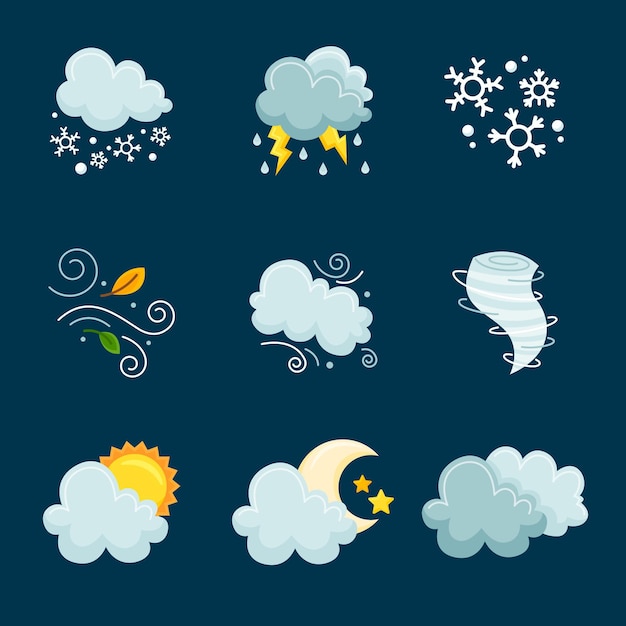 Design piatto di effetti meteorologici