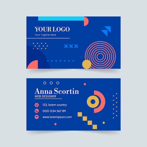 Flat design web designer horizontal business card