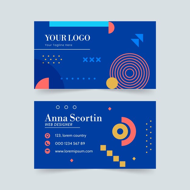 flat design web designer horizontal business card