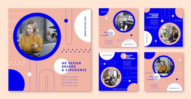 Flat design web designer instagram posts