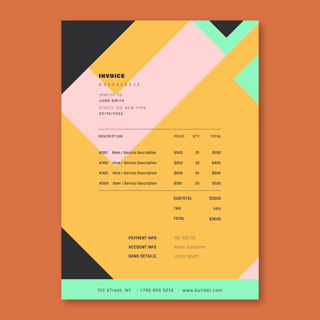 Flat design web designer invoice template