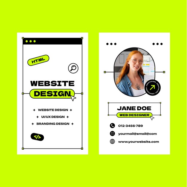 Flat design web designer vertical business card