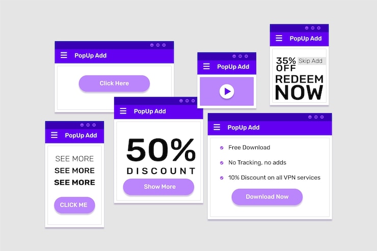 Free Vector flat design web pop up collection