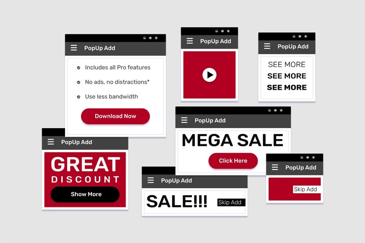 Free Vector flat design web pop up collection