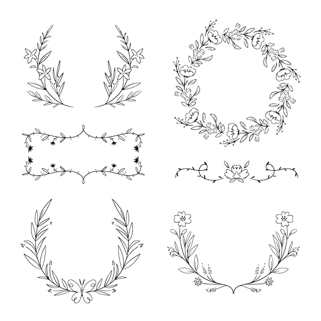 Flat design wedding album ornaments