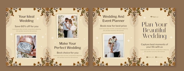 Flat design wedding celebration brochure template