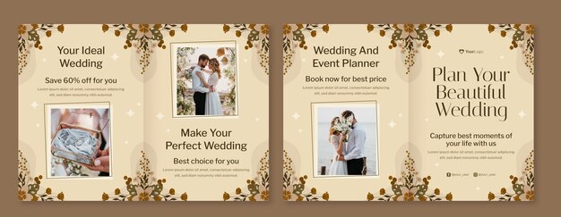 Flat design wedding celebration brochure template