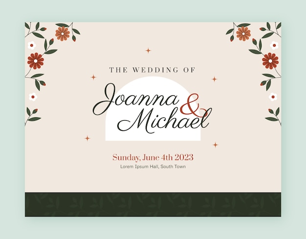 Free vector flat design wedding celebration photocall template