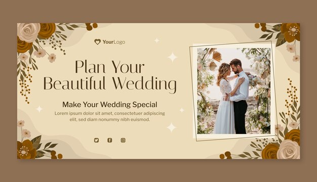 Flat design wedding celebration sale banner template