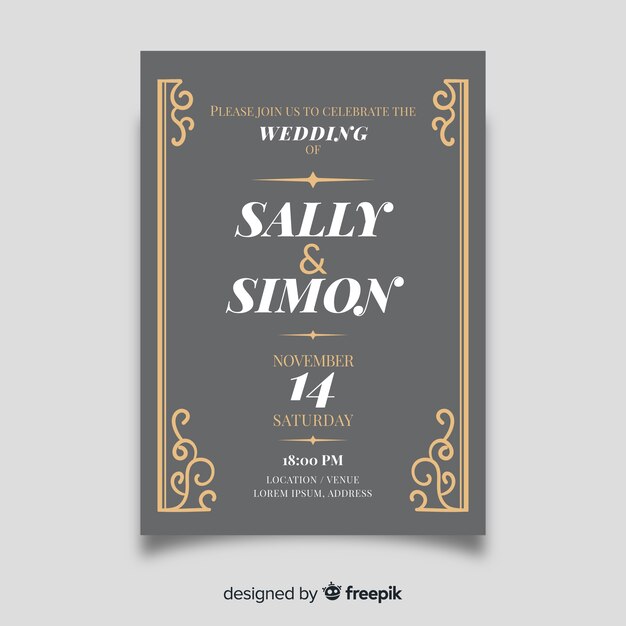 Flat design of wedding couple collection