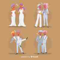 Free vector flat design of wedding couple collection