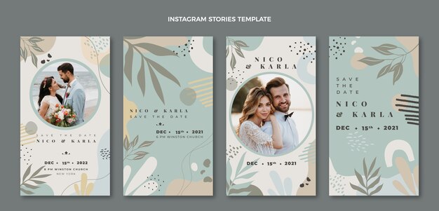 Flat design wedding instagram stories