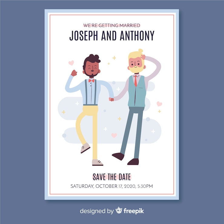 Free Vector flat design wedding invitation template