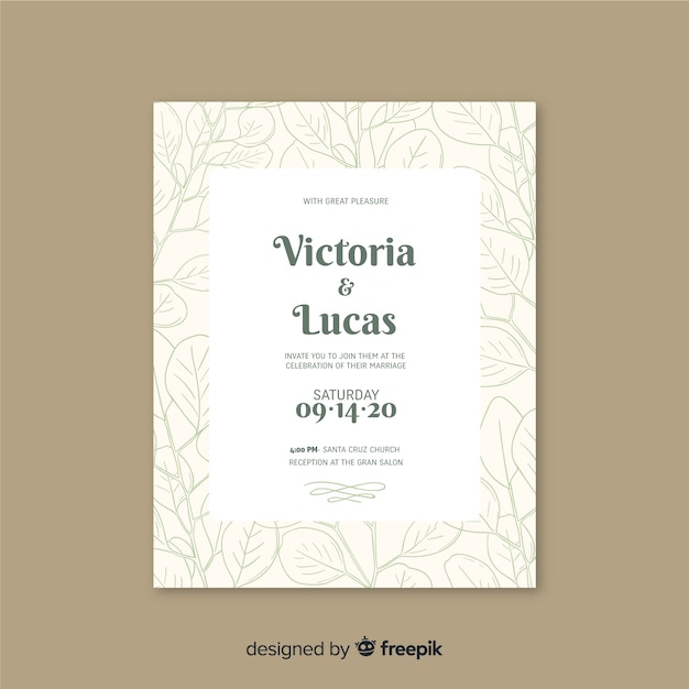 Flat design of wedding invitation template