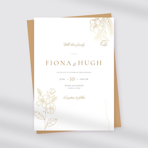 Flat design  wedding invitation