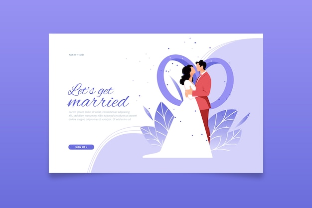 Modello di pagina di destinazione matrimonio design piatto