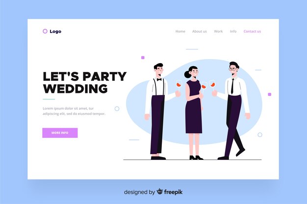 Flat design wedding landing page