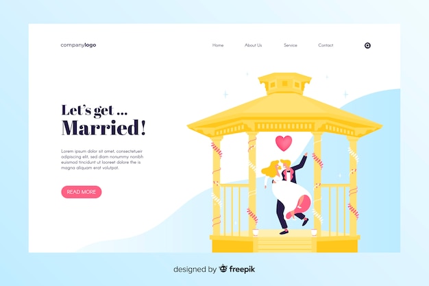 Free vector flat design of wedding landing page