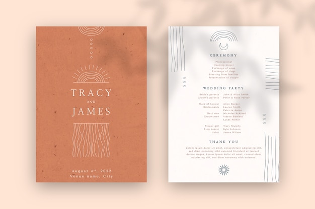 Free vector flat design wedding order of service template